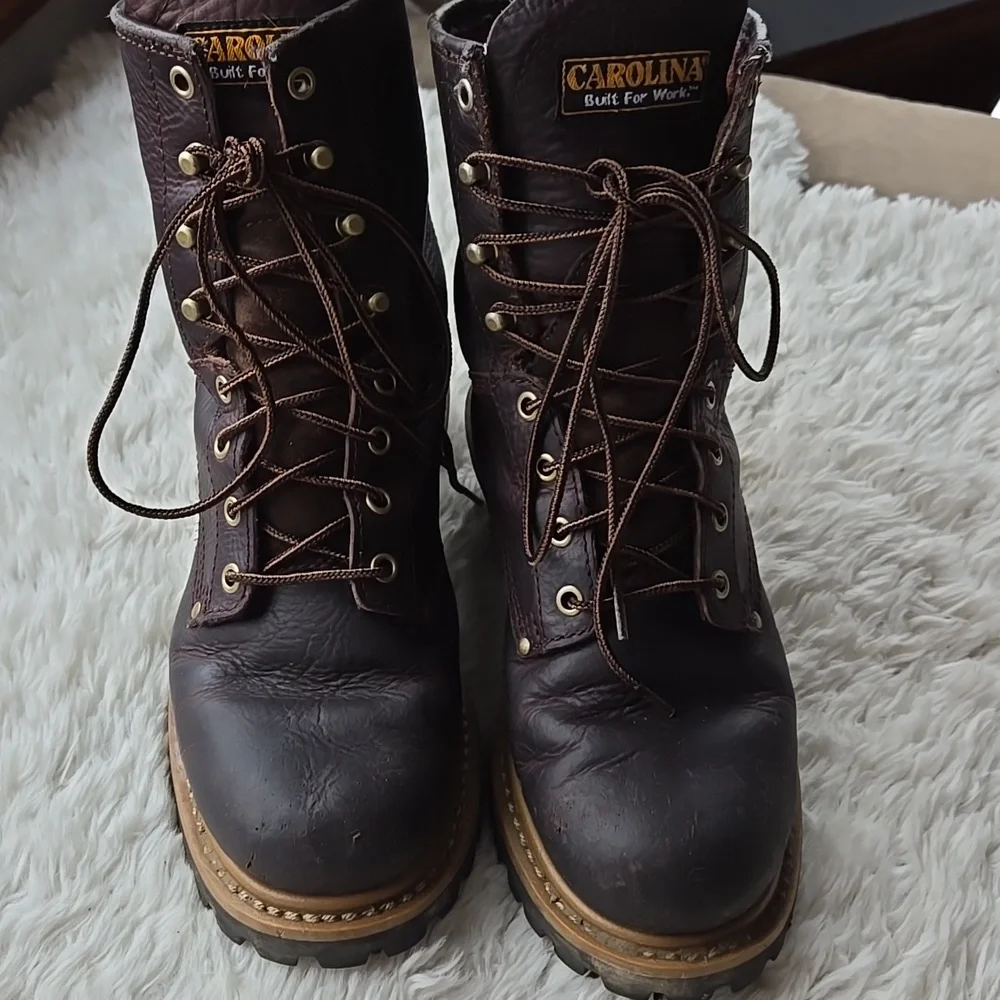 Carolina 8" Elm Waterproof Leather Logger WorkBoots US 9M EH Rated - Picture 6 of 10